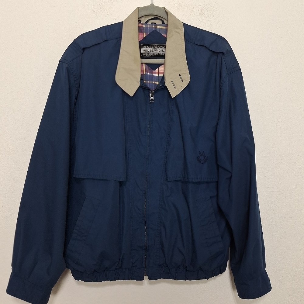 Members Only Men's Vintage Blue Plaid Lining Outdoor Gorpcore Jacket Size L
